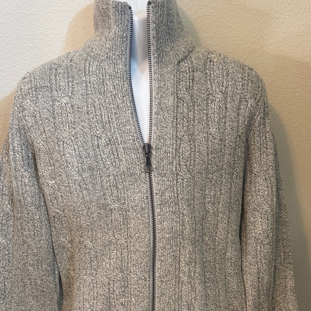 Banana Republic Men's Light Gray Zip-Up Sweater